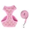Pink dog harness and leash set.