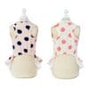 Polka dot dresses on mannequins, back view.