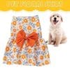 Pet floral skirt with orange bow.