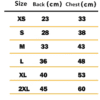 Size chart: XS to 3XL measurements.